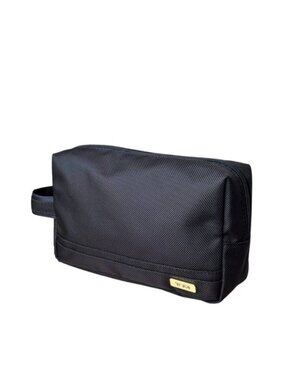 NEW TUMI Small Travel Kit / Accessory Pouch Black/Gold —Compact Travel Organizer